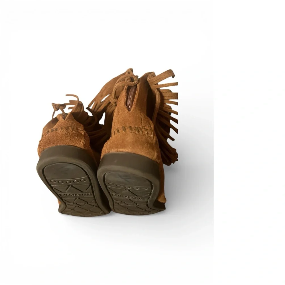 Minnetonka 293 Fringe Ankle Boots Suede 8.5 - Picture 4 of 7